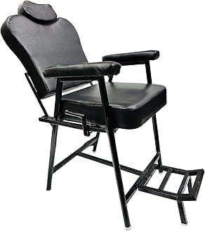 PP FURNITURE Beauty Parlour Saloon Barbar Cutting Chair with Strong Iron Frame,with Push Back System and Comfortable Cushion Seat Back (Black)