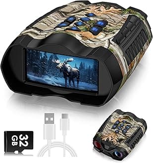 Night Vision Goggles, 4K Binoculars with Camera, 3.5" HD Display and 32GB TF Card, 9 Gear Night Vision, 16X Digital Zoom, 5000mAh Battery Nightvision