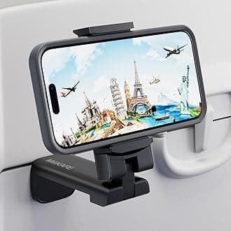 MiiKARE Portable Airplane Phone Holder 360° Rotation Phone Holder for Plane,Hands-Free Travel Essentials for Flying,Foldable Pocket-size Phone Stand Holiday Essentials Compatible iPhone&Android,Black