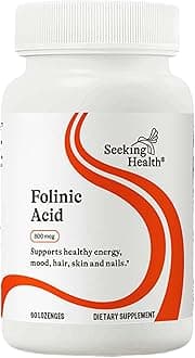 Seeking Health Folinic Acid - Methylated Form of Folate Precursor - Folinic Acid Supplement Supports Heart Health - Metabolically Active Alternative to Folate - 1360 mcg, 60 Lozenges