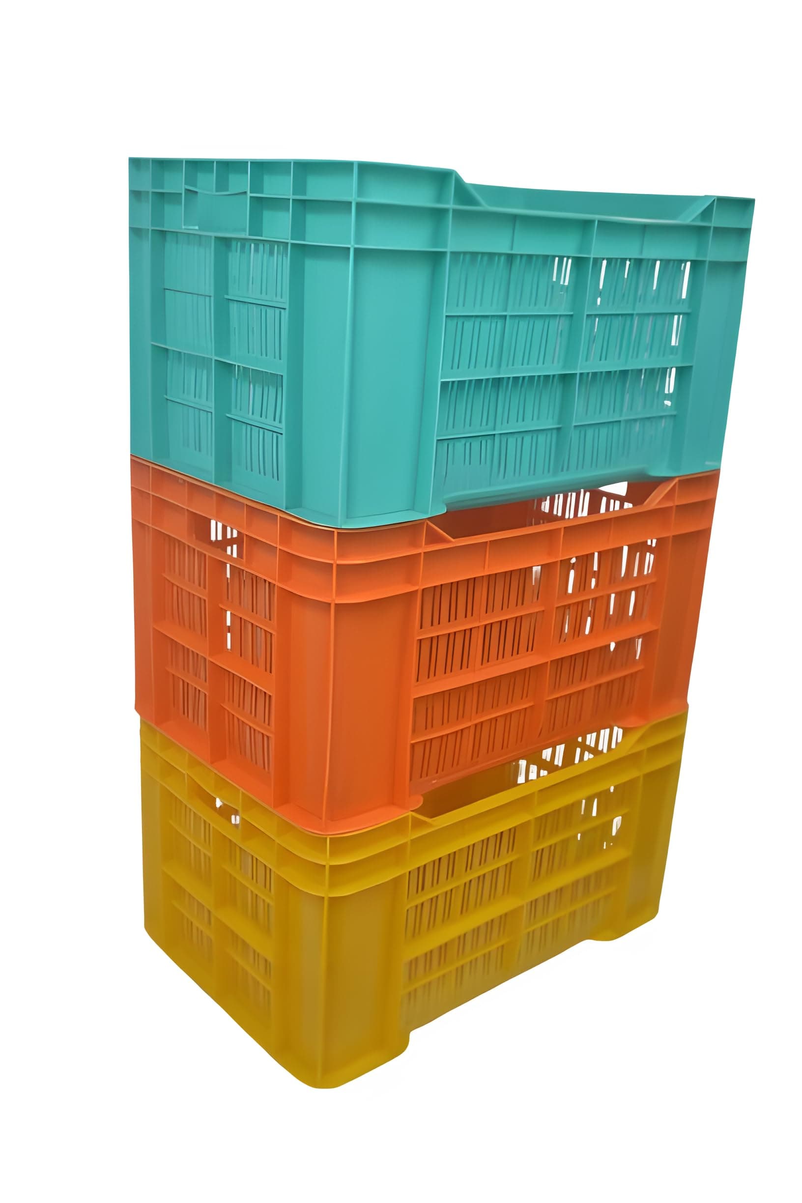 Nilkamal Plastic Rectangular Multipurpose/Vegetable/Fruit/Fish Crate (542 X 360 X 300 Mm) Pack Of 3 (Multicolour), 36 x 54.2 x 30 Centimeters