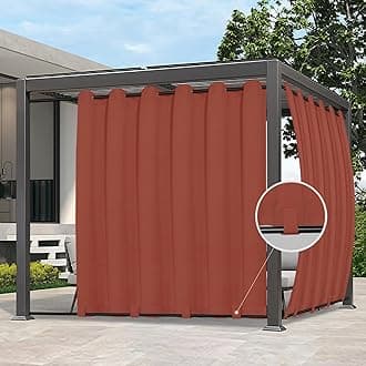 Easy-Going Outdoor Curtains Waterproof Windproof Weatherproof Curtain for Patio, Cabana, Porch, Pergola and Gazebo, Grommet Top and Tab Bottom Drape, 1panel, 110x120 inch, Terra Red