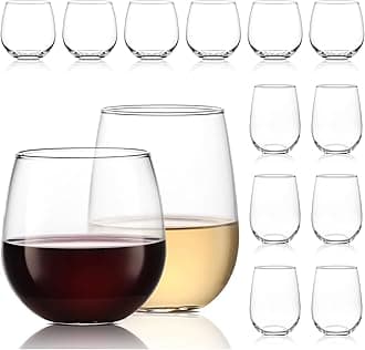 Libbey Stemless Wine Glasses Set of 12, Dishwasher Safe Set Of Wine Glasses, Perfect for Cocktails, Water, and Outdoor Glassware