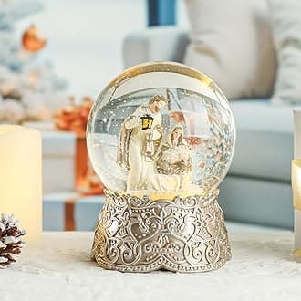 Vipush Holy Family Style Musical Snow Globe with Color Changing LED Lights, Christmas Decorations with Music Box Gifts for Girls Kids, Decorations for Christmas & Birthday