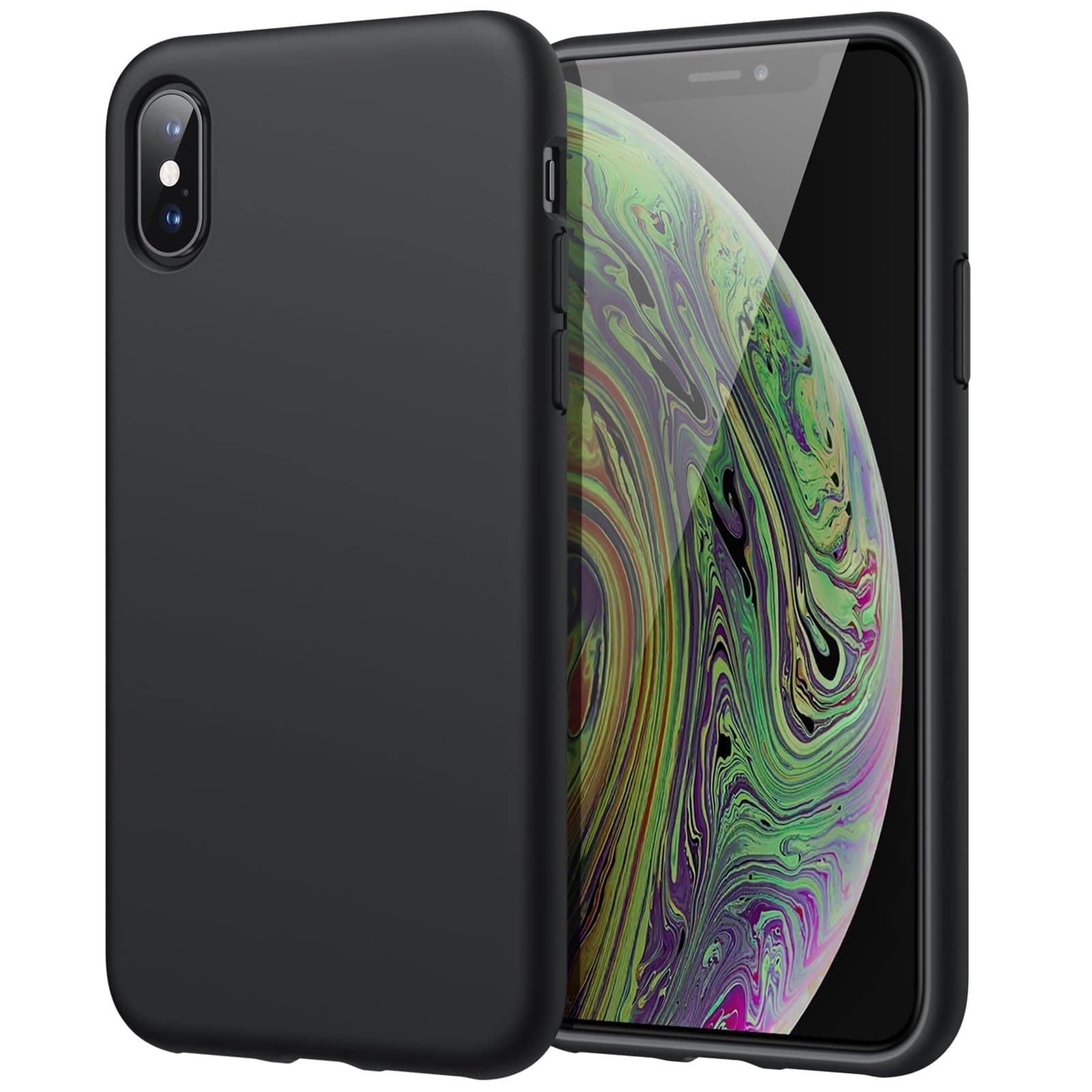 JETech Silicone Case for iPhone XS Max 6.5-Inch, Silky-Soft Touch Full-Body Protective Case, Shockproof Cover with Microfiber Lining (Black)