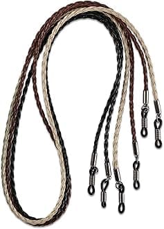 HANGIT, Elegant Eyeglass, Sunglass Strap-Chain- Retainer Braided, Sports Band, 3 Pack - PU Leather For Men Women By HANGIT (beige black brown)