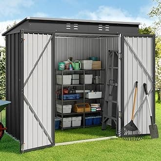 6' x 4' Outdoor Storage Shed with Double Lockable Doors, Anti-Corrosion Metal Garden Shed, Waterproof Shed Outdoor Storage Clearance for Backyard Patio Lawn-Dark Gray