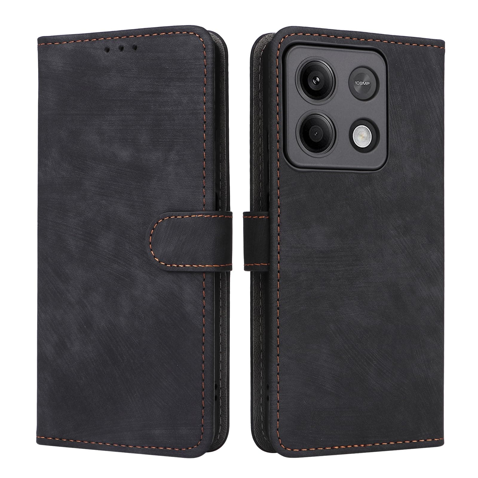 Case for POCO M6 Pro Cover Shockproof Leather Wallet Case with [RFID Blocking] Credit Card Holder Stand Book TPU Flip Case Folio Phone Cover for Xiaomi POCO M6 Pro 4G Black