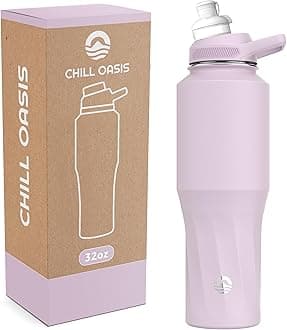 Chill Oasis Water Bottle | Compatible With Popular Flavor Cartridges | BPA Free, Leak Proof, Double-Walled Vacuum Insulated Stainless Steel, and Dishwasher Safe | Cold for 24 Hours (Lavender, 32oz)