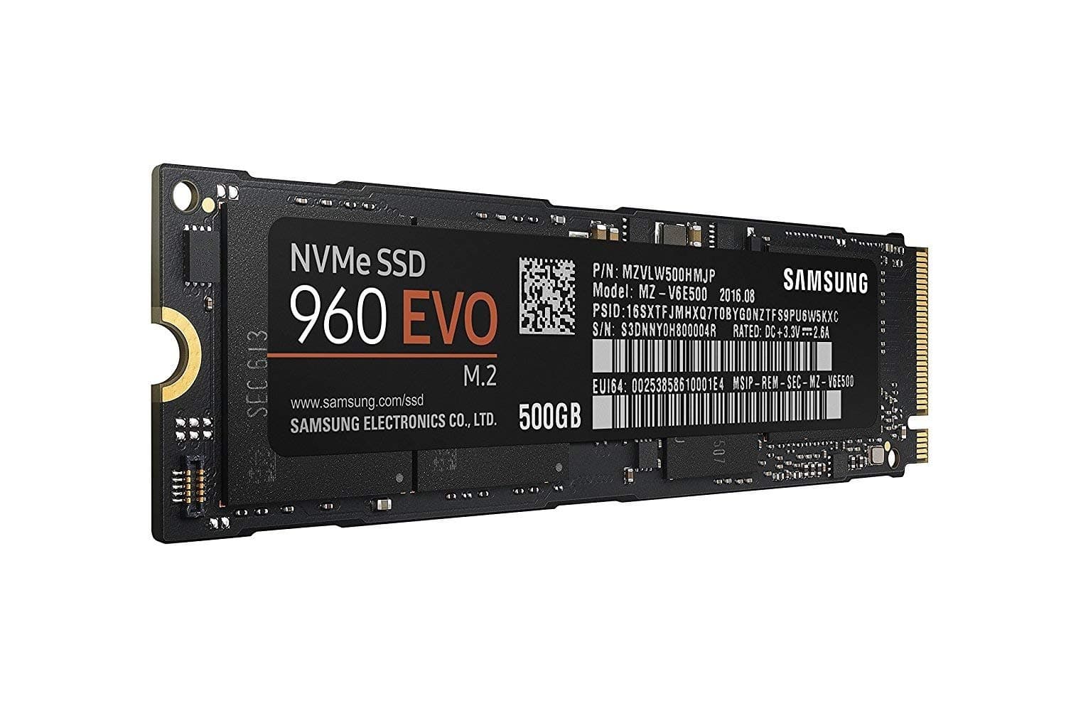 960 EVO 500GB Solid State Drive (MZ-V6E500BW) m.2 NVMe,Hybrid Drive