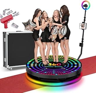 360 Photo Booth Machine for Party (31.5"/80cm), APP Remote Control Auto Slow Motion 360 Photo Booth Machine, 360 Photo Booth with Flight Case，Free customized logo