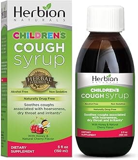 Herbion Naturals Throat Syrup - All Natural - Cherry - for Children - 5 oz - Gluten -Dairy -