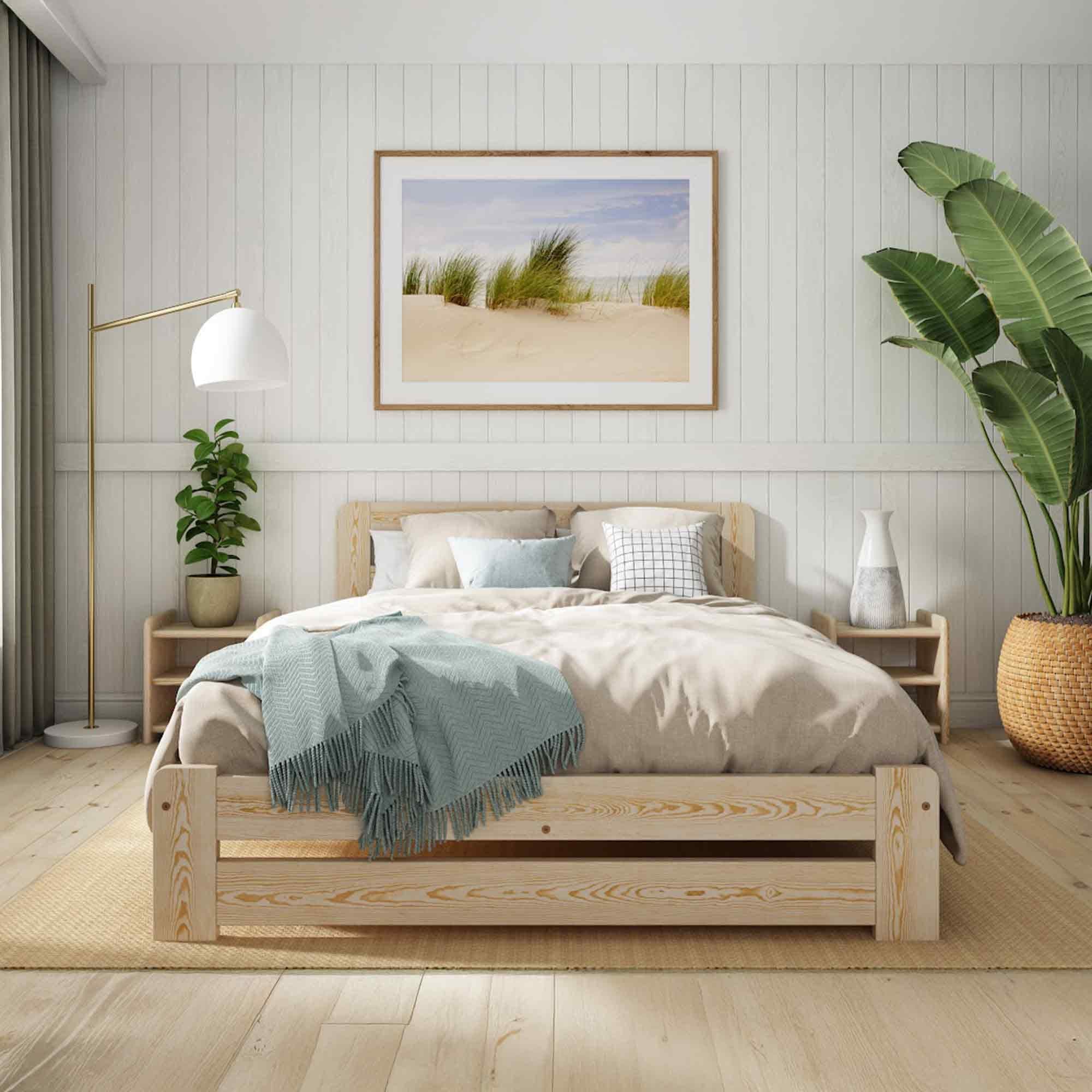 Single Bed Frame 3ft – Solid Pine Wooden Bed Frame for Adults, F1 Easy Assemble Bed with Sturdy Slats, Comfortable Bedroom Furniture | (Pine)