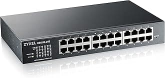 Zyxel 24-Port Gigabit Switch | Smart Managed Hybrid Mode Standalone or Nebula Cloud | Rackmount | Fanless | Network Ethernet Hub [GS1915-24E]