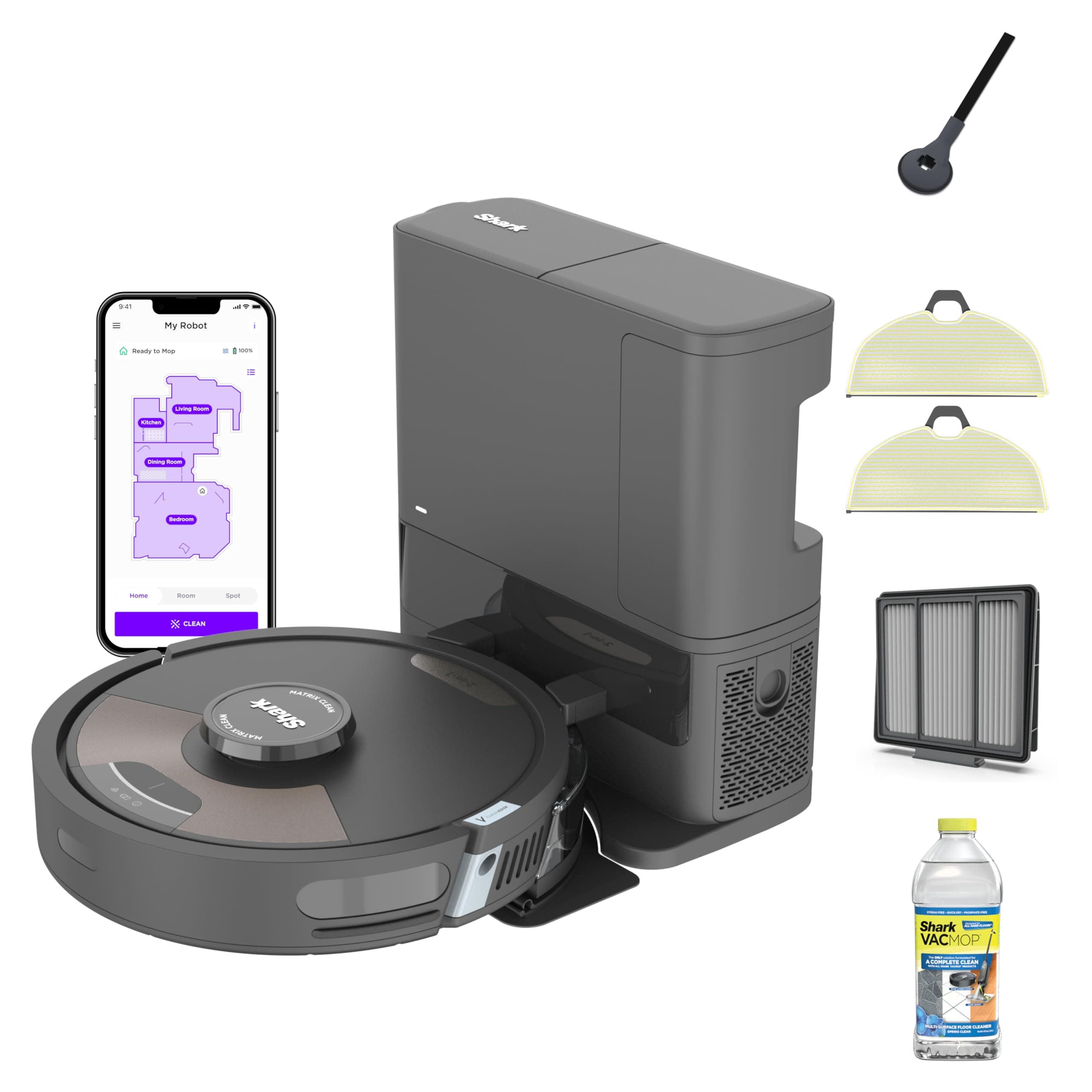 Matrix Plus | 2-in-1 Robot Vacuum & Mop for Carpets & Hard Floors | Sonic Mopping & Powerful Suction for Pet Hair | Self-Empty Base | 45-Day Capacity | HEPA | LiDAR Nav | Black/Mocha | AV2630WA