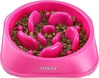 YINEYA Slow Feeder Dog Bowls Large Breed, Dog Slow Feeder Bowl, Dog Food Bowls Slow Feeder, Dog Bowl Slow Feeder, Dog Bowl That Slow Down Eating(Rose Red)