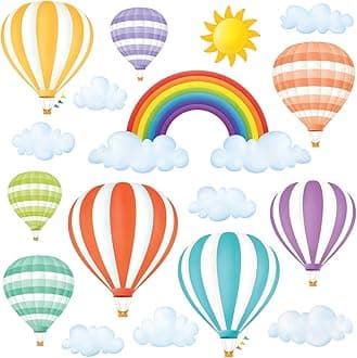 DECOWALL DWT-1801 Rainbow and Hot Air Balloons Kids Wall Stickers Wall Decals Peel and Stick Removable Wall Stickers for Kids Nursery Bedroom Living Room dÃƒ©cor