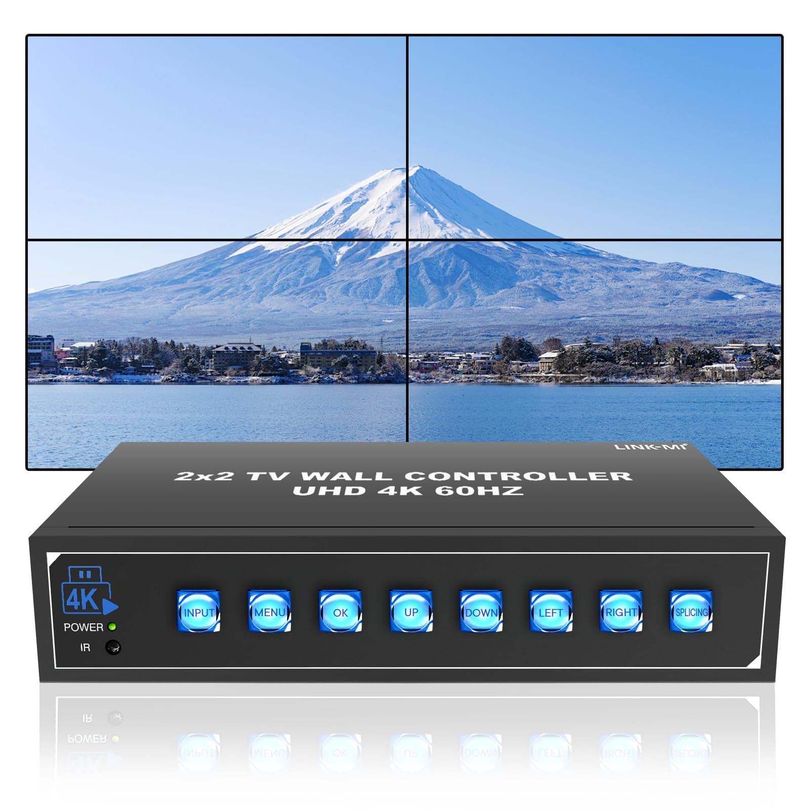 LINK-MI 4K60 2x2 Video Wall Controller with HDMI USB inputs 1x2 1x3 1x4 2x1 3x1 4x1 UHD TV Wall Controller for 4 TVs Support USB Auto Display