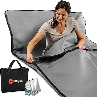 LifePro RejuvaWrap Infrared Sauna Blanket for Detox & Relaxation – Low EMF Carbon Fiber Heating, 9 Temp Levels, 5 Colors – Portable Sauna Blanket Infrared with Waterproof Interior & Carry Bag
