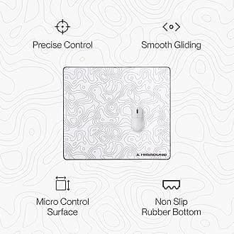 Higround SNOWSTONE Large Topographic Gaming Mouse Pad, Medium Speed Desktop Mouse Pad, Computer Mouse Pad, Flat Edge Sewn, Full Range of Motion, Base in