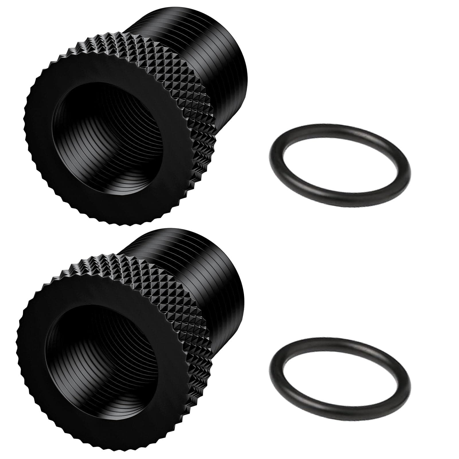 2 Pack Thread Adapters and Washers，1/2x28 to 3/4x16 Steel Thread Protector with Rubber Washer (Black) (1/2x28-3/4x16)