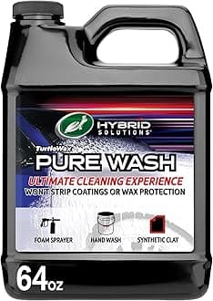 Turtle Wax Hybrid Solutions Pure Wash, pH Neutral Extreme Foaming Car Wash Soap, Bucket or Foam Cannon Application, Won't Strip Waxes or Coatings, Clay Bar Lubricant, Spot-Free Clean, 64 fl oz