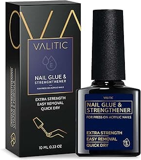 Valitic Nail Glue and Strengthener - Quick Dry Brush On Gel for Long Lasting Nails - Adhesive Bond for False Nails - Strengthener for Nail Tips - 1 PACK