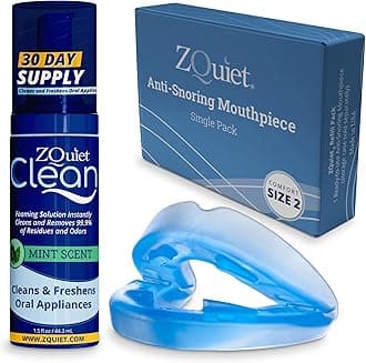 ZQuiet Anti-Snoring Mouthpiece Solution - Comfort Size #2 (Single Device) + Cleaner (1.5oz Bottle) - Made in USA Snoring Solution for a Better Night’s Sleep (Blue)