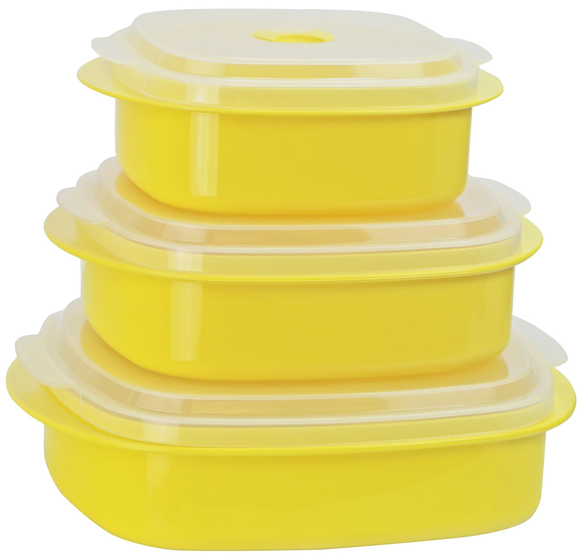 Calypso Basics Microwave Cookware, Steamer and Storage Set, Lemon, Multiple Sizes, 6-Piece