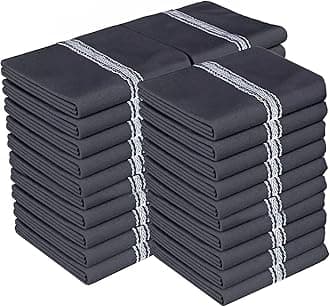 Classic Kitchen Towels - 15 Pack - 14" x 25" - 100% Natural Cotton Dish- Reusable Cleaning Cloths - Tea Towels - Super Absorbent - Machine Washable Hand Towels - Black Base