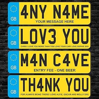 Custom License Plate Plaque - Personalised Number Plate in Wood or Acrylic - Ideal for Car Decor, Lorry Drivers, New Car, Just Passed Sign Keepsake (EU UK Design, Acrylic Small 19cm)