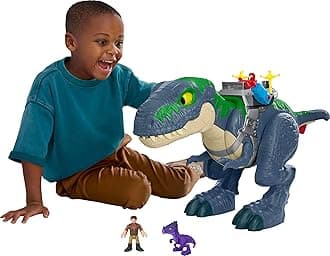 Imaginext Jurassic World Rebirth Dinosaur Playset, Ultimate Action Chomp T. rex 18-inch Dino Toy with Lights, Sounds, Motion & 2 3-inch Action Figures, JGR40