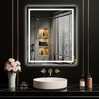 LOAAO 24"X28" LED Mirror for Bathroom, Lighted Bathroom Mirror with Lights, Anti-Fog, Dimmable, Memory Function, Easy to Install, Clear Reflection