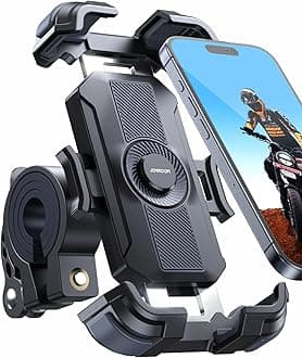 JOYROOM 2024 Motorcycle Phone Holder, Vibration Absorption, Stand Mount, Mobile Phone Holder, Mobile Phone Mount, Mobile Phone Holder, Fixed with One Touch Auto Lock, One-Hand Operation, 10 Seconds