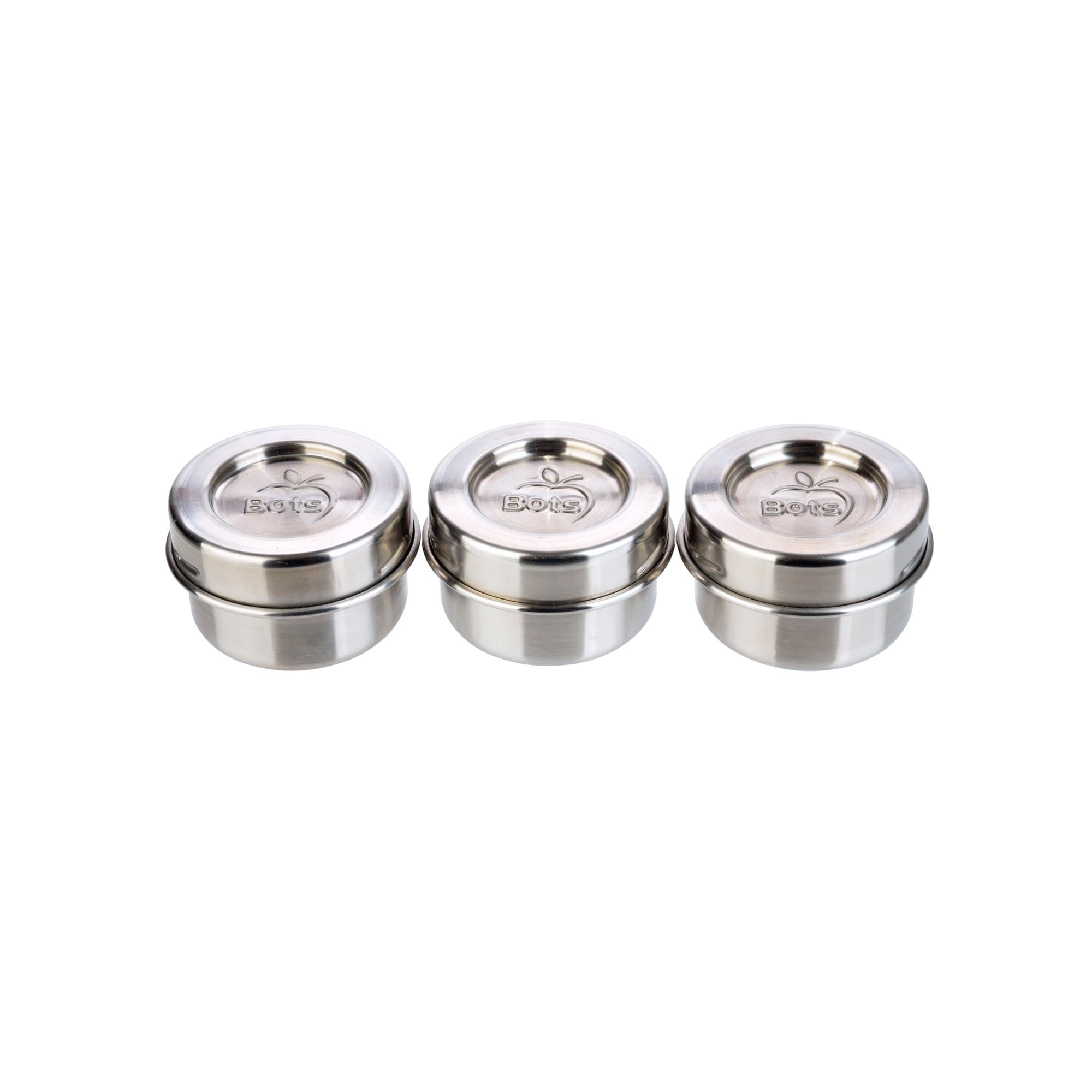 Lunchbots Tiny Leak Proof Dips Condiment Containers, Set of 3 (44 ml) - Mini Condiment Cups Provide Perfect Portions - Spill Proof in Lunch Bags and Boxes - Premium Stainless Steel, Dishwasher Safe