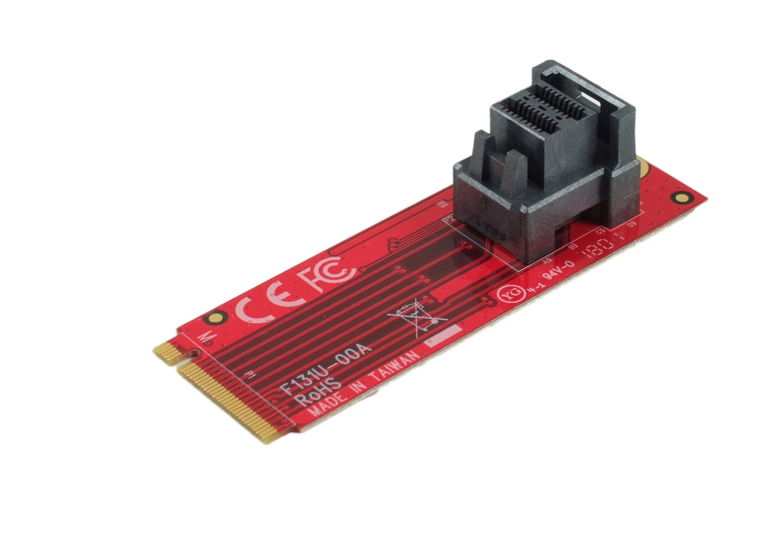 Ableconn M2-U2131U M.2 Module with Mini-SAS HD (SFF-8643) 36-Pin Connector for U.2 (SFF-8639) NVMe SSD (Upward miniSAS) - Support Intel 750 2.5-inch U.2 SFF SSD