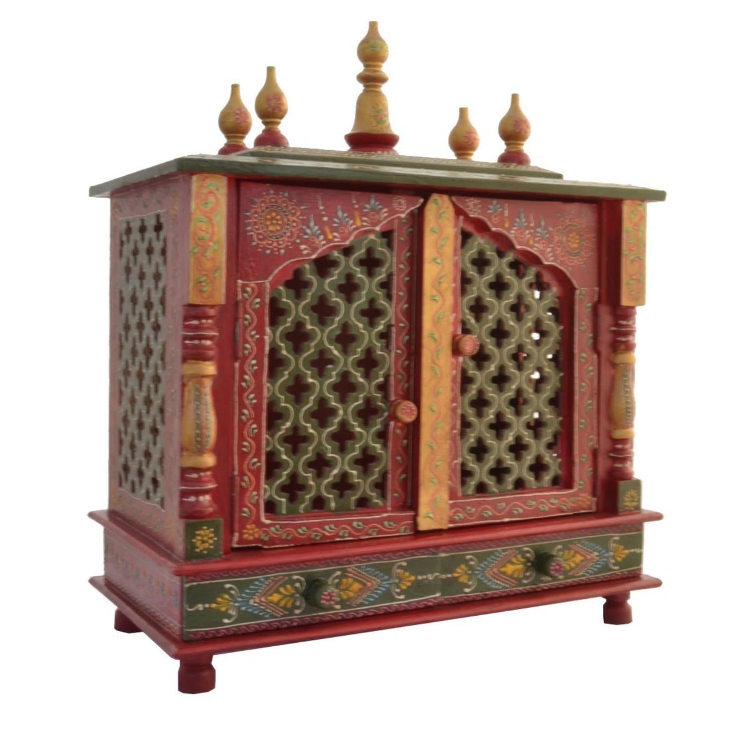 Fasherati wooden temple(Outer Size: Width: 46 cm, Depth: 23 cm, Height: 55 cm, Inner Size: Width: 34 cm, Depth: 22.5 cm, Height: 28 cm.)/Mandir/Pooja Ghar/Temple/mandir for home