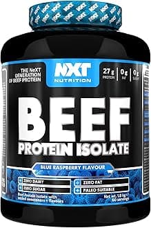 NXT Nutrition Beef Protein Isolate Powder - Protein Powder High in Natural Amino Acids - Paleo, Keto Friendly - Dairy and Gluten Free - Muscle Recovery | 1.8kg (Blue Raspberry)