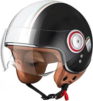 Open Face Motorcycle Helmet for Adults, Half Face Moped Helmets for Men, 3/4 Retro Vespa Helmet, Classic Vintage Motorcycle Helmet for Women, DOT Approved