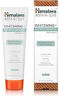 Himalaya Botanique Whitening + Hydroxyapatite Toothpaste, Mint Flavor - Nano Hydroxyapatite to Support Remineralization and Restore Enamel, Appropriate for Sensitive Teeth - Vegan, Gluten Free, 4 oz