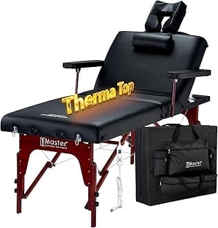 Master Massage 31" Montclair Salon Spa Beauty Therma Top Best Portable Heated Folding Massage Table Bed Couch Package for Facial Tattoo, Black Color with Memory Foam