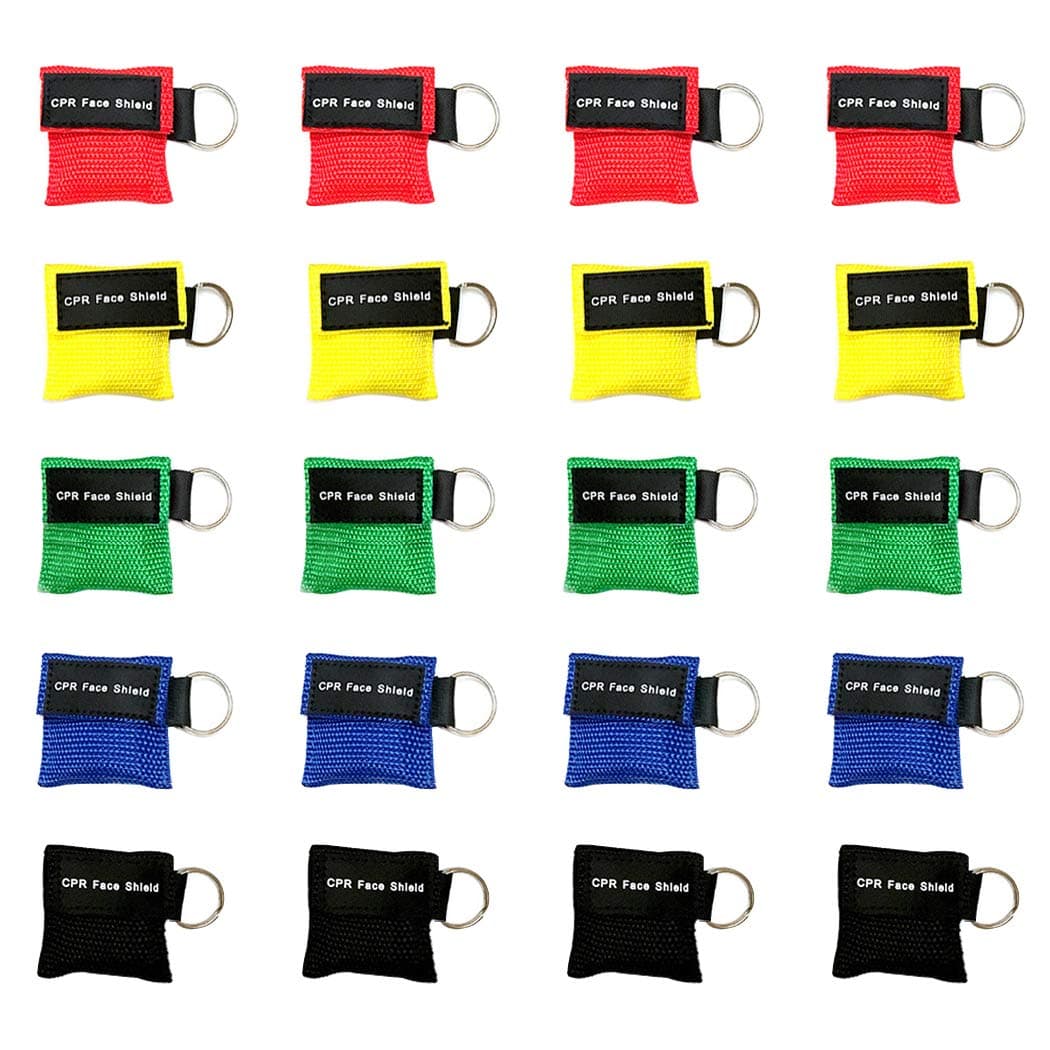 AOUTACC 20 Pack CPR Face Shield Mask, Keychain Mask Disposable Emergency Kit CPR Face Shields for First Aid Cardiac Resuscitation Training