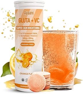 Glow Orange | Reduced Glutathione 500mg + Vitamin C 500mg Effervescent Tablets | High-Strength | Sugar-Free | Vegan | Beauty Drink for Skin Brightening & Radiant Glow | 20 Tablets
