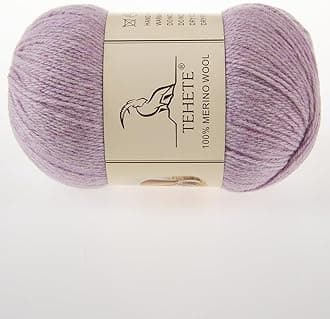TEHETE 100% Merino Wool Yarn for Knitting 3-Ply Luxury Warm Soft Lightweight Crochet Yarn(Light Purple,3Balsl)