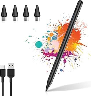 Active Stylus Pen for Android Touch Screens, Universal Tablet Pen Compatiable with iPad/iPhone/Samsung/Huawei/Xiaomi and More, Rechargeable Stylus pens with Magnetic Absorption Function - Black