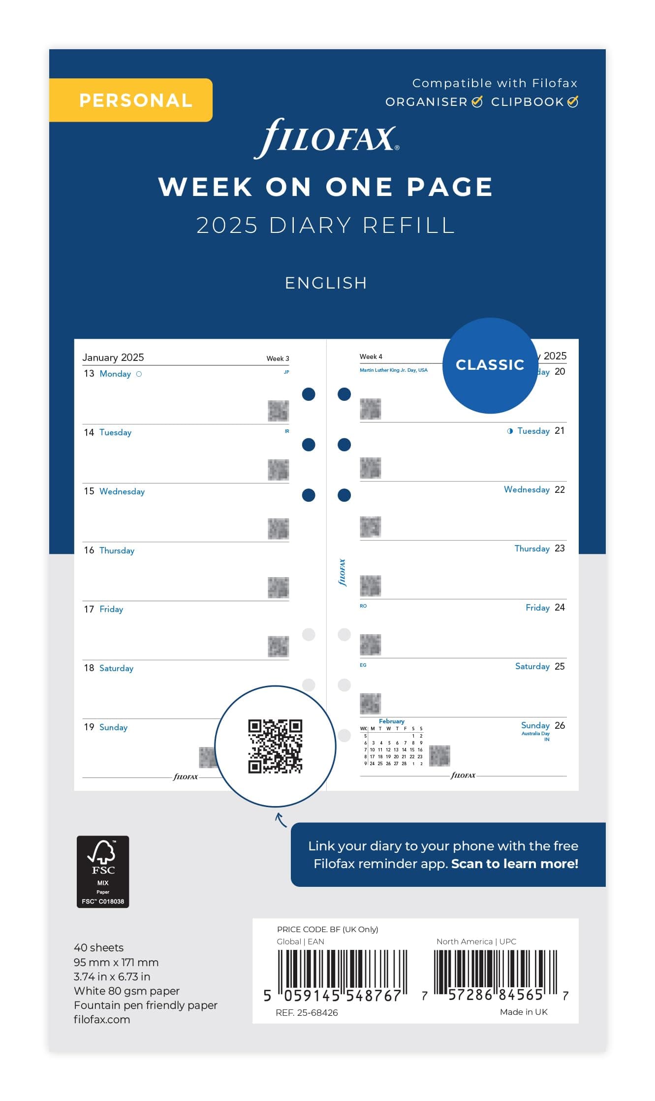 Personal Week per page English 2025