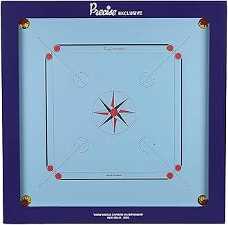 Tabakh Precise Exclusive-20mm Carrom Board with Coins, Striker, and Powder