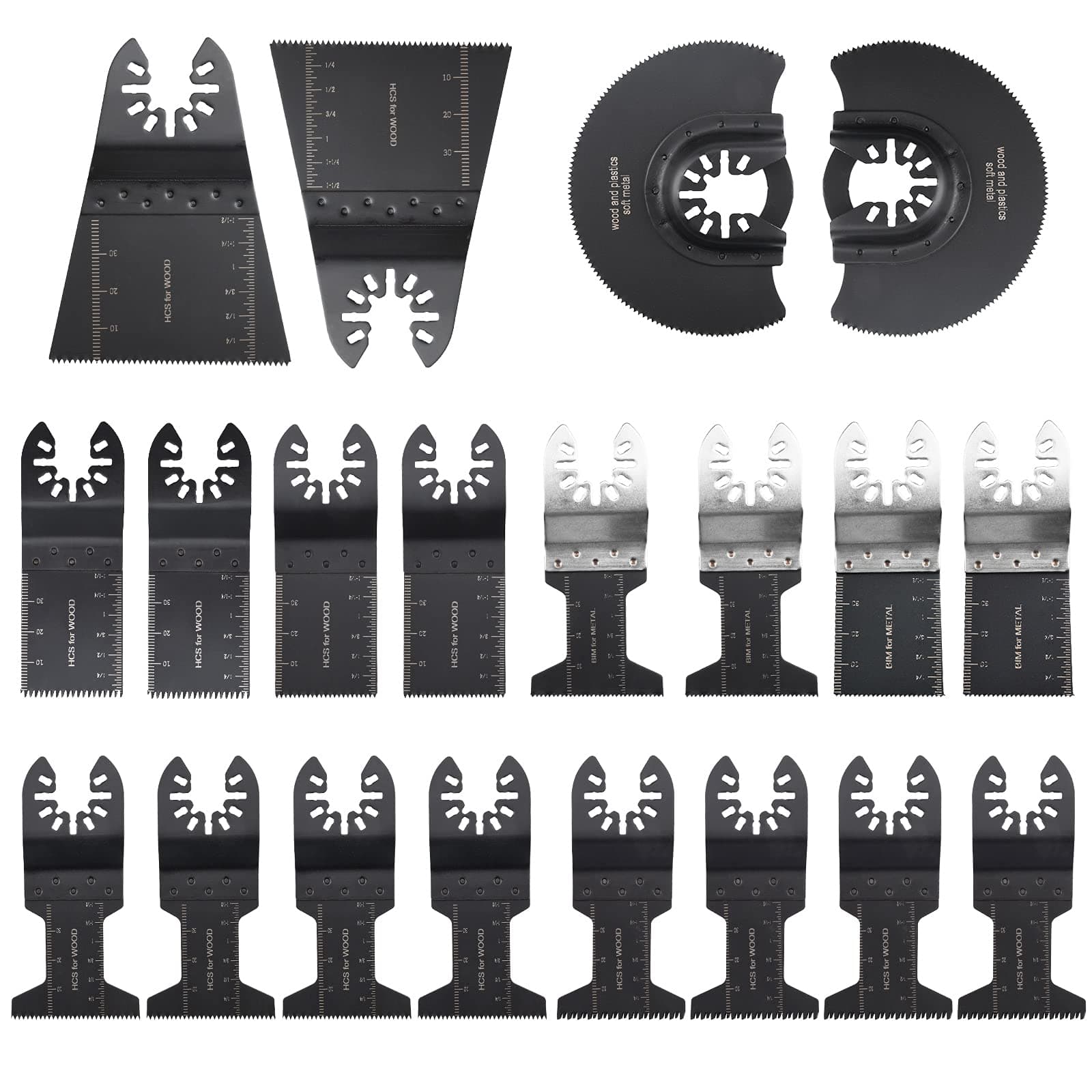 Multi Tool Accessories, 20PCS Mix Blades Oscillating Saw Blade Kit for Wood and Metal Cutting Quick Release for Dewalt, Craftsman, Ridgid, Milwaukee, Rockwell, Ryobi, Bosch