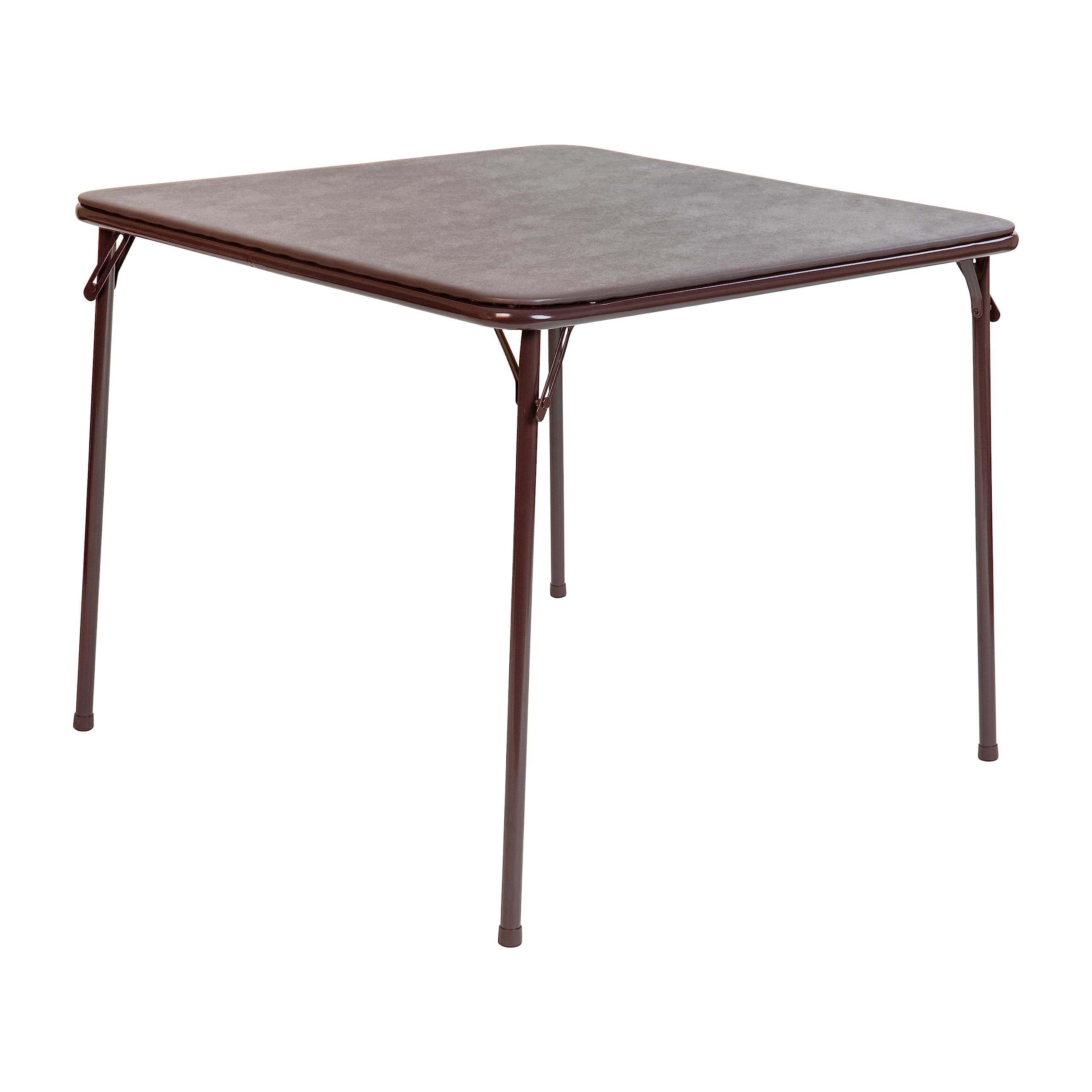 Madelyn 33.5" Square Folding Multipurpose Card Table with Padded Vinyl Top, Portable Folding Game Table for 4 Players, Brown
