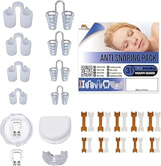Anti-Snoring Device for Different Types of Snorers - (Pack of 31) - Comes with Nose Vents, Nose Clips and Nasal Strips - Includes A Mouthguard - A Snore Stopper Solution for Men & Women - by Mobi Lock